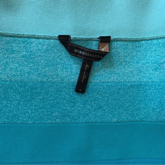 BCBG Maxaztia BANDAGE POWER RAYON KNIT SKIRT Tourquoise Color Block Skirt Sz S - Picture 2 of 8